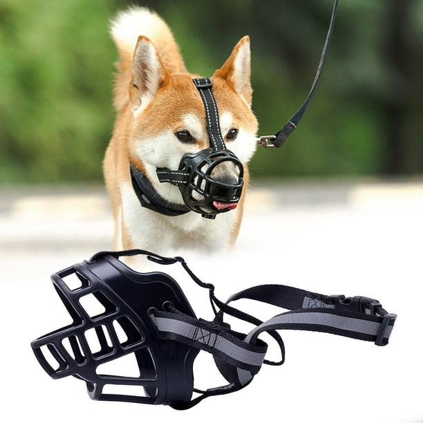 Bozal de cesta transpirable Yinane para entrenamiento de perros negro