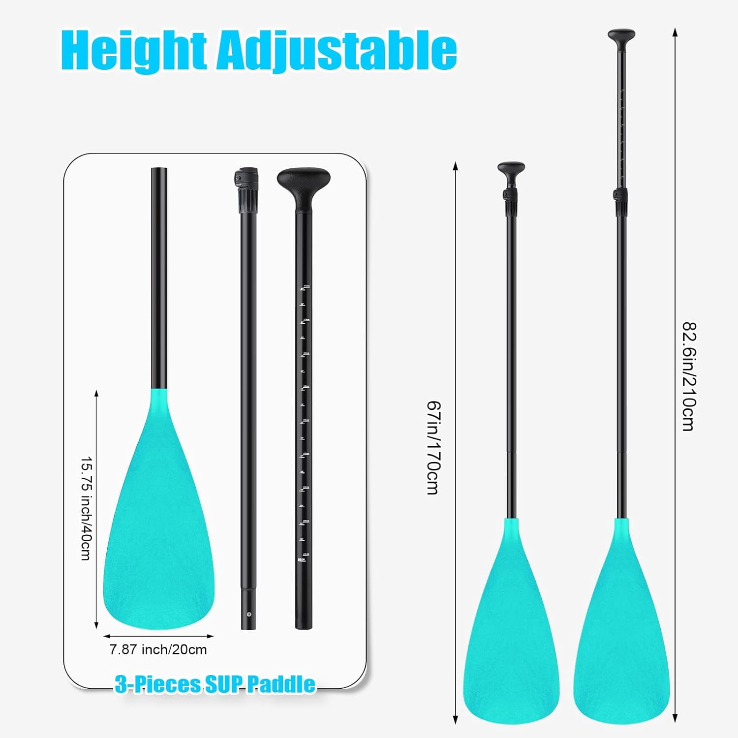 Adjustable Detachable Stand Up Paddle Board Oar Set Aluminum Alloy Shaft Kayak Surfing Fishing