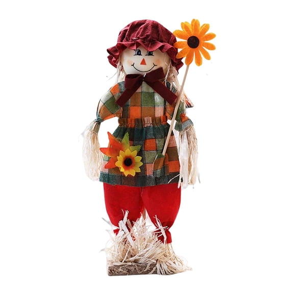 Adornos de espantapájaros Zulema muñeca espantapájaros portátil rojo