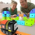 thumbnail image 6 of Clickrail Electric Train Set Flexible Race Track, Electric Train with Magnetic Tracks, Building Blocks with 360° Loops/Bridges, Gravity-Defying 3d Embedded Layouts & Motorized Car for Kids (105PCS), 6 of 7