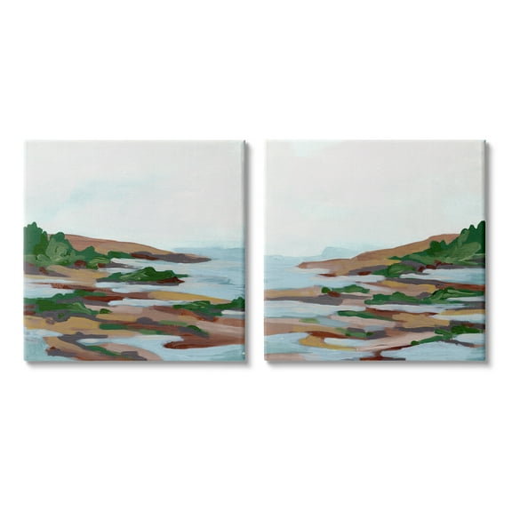 Stupell Indtries Abstract Quaint Forest Beach Green Blue Brown,17 x 17,Design by June Erica Vess