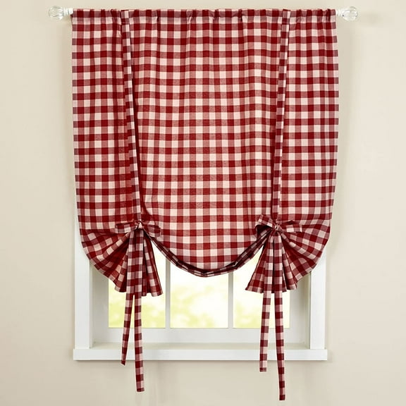 Sweet Home Collection Kitchen Window Curtain Panel Treatment Decorative Buffalo Check Design, 63", Burgundy(Pack of 24)