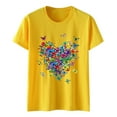 thumbnail image 4 of Yellow Women's Short Sleeve T-shirt, Women'S Love Butterfly Printed Shirt Short Sleeve Round Neck T Shirt Fashion Top Lightweight Soft Casual Summer Clothing Clothes,Women's Short sleeve T-shirt M, 4 of 4