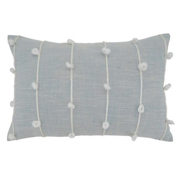 SARO  Knotted Line Design Oblong Throw Pillow - Light Blue - 16 x 24 in.