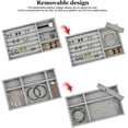 thumbnail image 4 of Organizador de joyas apilable de terciopelo con 4 cajones, bandeja extraíble para guardar joyas, collares, pendientes, relojes, exhibición comercial para el hogar, tienda de joyas, 4 of 5