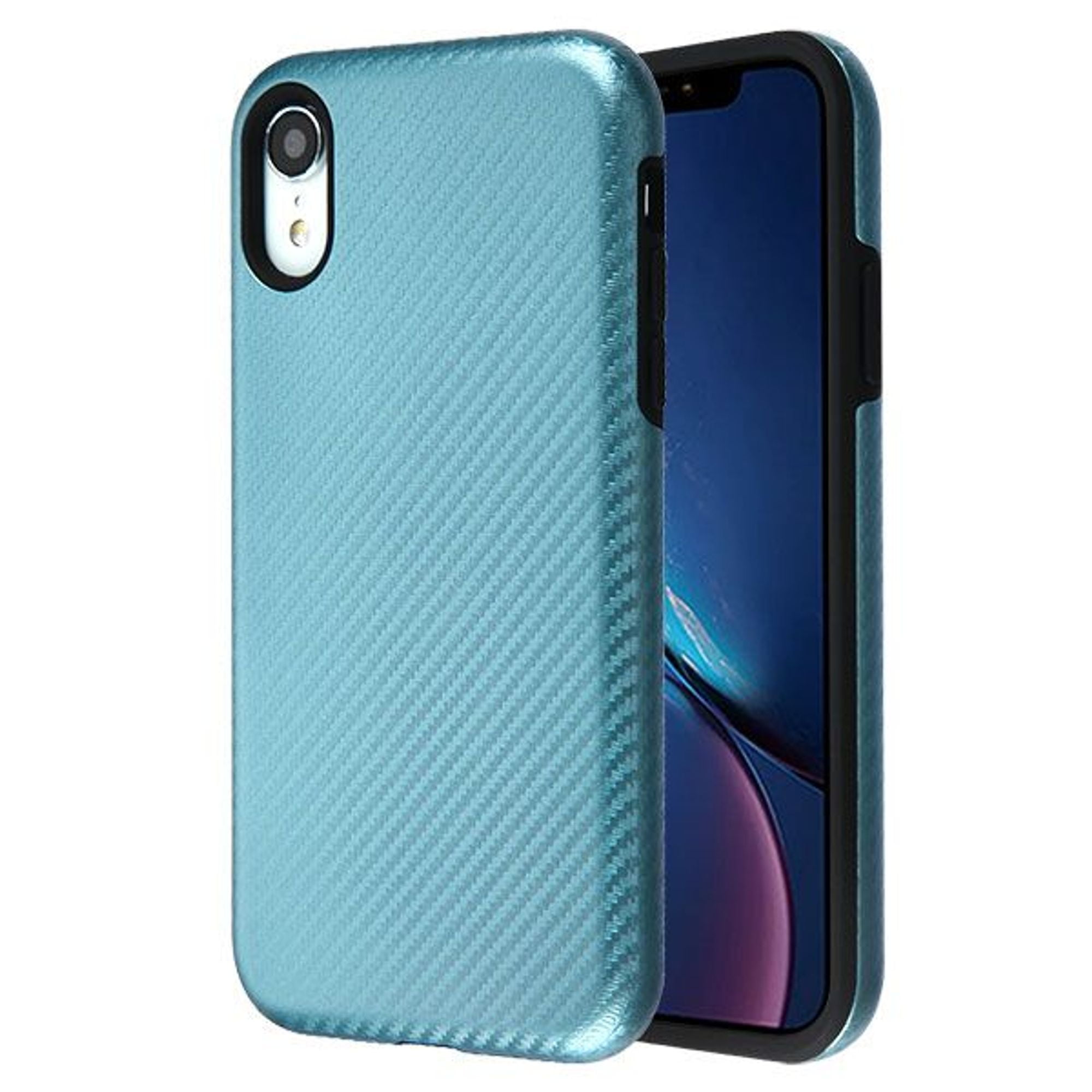For Apple iPhone XR Case, by Insten Carbon Fiber Hard Plastic/Soft TPU