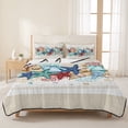thumbnail image 3 of King Quilt Set 96''x106'', Blue Starfish Beach Lightweight Bedspread Coverlet with 2 Pillow Shams, Summer Coral Conch Coastal Retro Beige Breathable All Season Quilt Bedding for Bedroom/Guest Room, 3 of 9