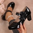 thumbnail image 5 of IEMIEMIEM Women's Bow Heels Sparkly Mary Jane Block Chunky Heel Comfortable Pumps Slip On Round Toe Low Heels Wedding Evening Party Dress Shoes Black 8.5 Wide, 5 of 7