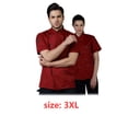 thumbnail image 3 of CHEF DE ALGODÓN Uniforme de manga corta de verano para hombres Chaqueta de chef delantal Botones Sweat Bands for Grill Restaurant Bar Shop Cafes Rojo 3xl seitruly HA012099-20, 3 of 7