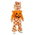 thumbnail image 2 of Baby Girls Long Sleeve Pumpkin Bodysuit Flared Pants and Headband 3 Pcs Set Pumpkin Halloween Party Clothes Kids Halloween Size 3-6 Months, 2 of 9