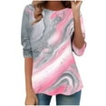 thumbnail image 5 of ZQUUVOU Women's T-Shirts Printed 3/4 Sleeves Blouse Crew Neck Casual Tunic Tops(H-Pink,5XL), 5 of 7