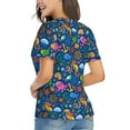 thumbnail image 3 of Vsdgher Sea Fish Women Shirts V Neck Short Sleeve Tops T-Shirt Basic Tees, S to 3XLX-Large, 3 of 5