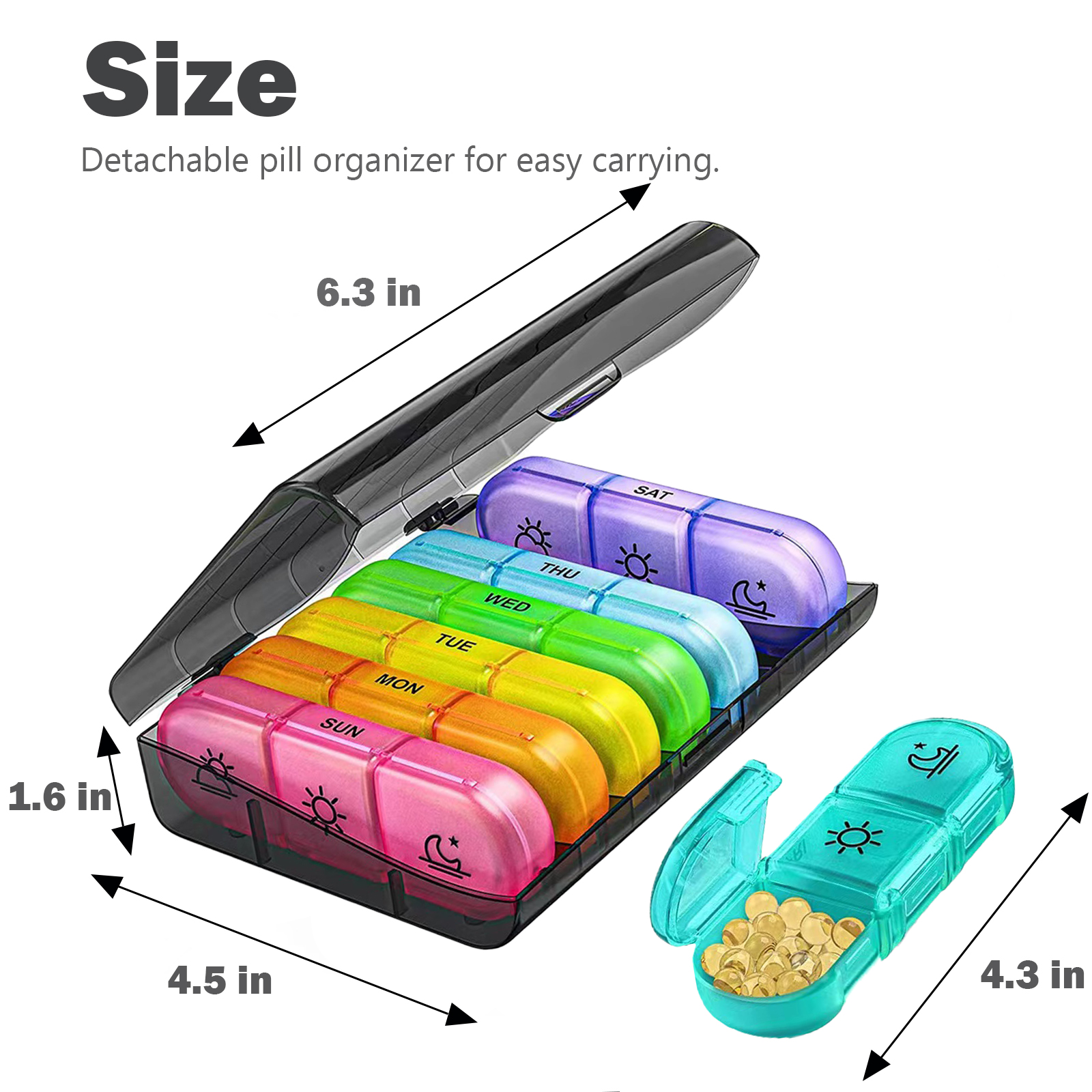 OAZOUF Weekly Pill Organizer 3-Times-a-Day photo 2