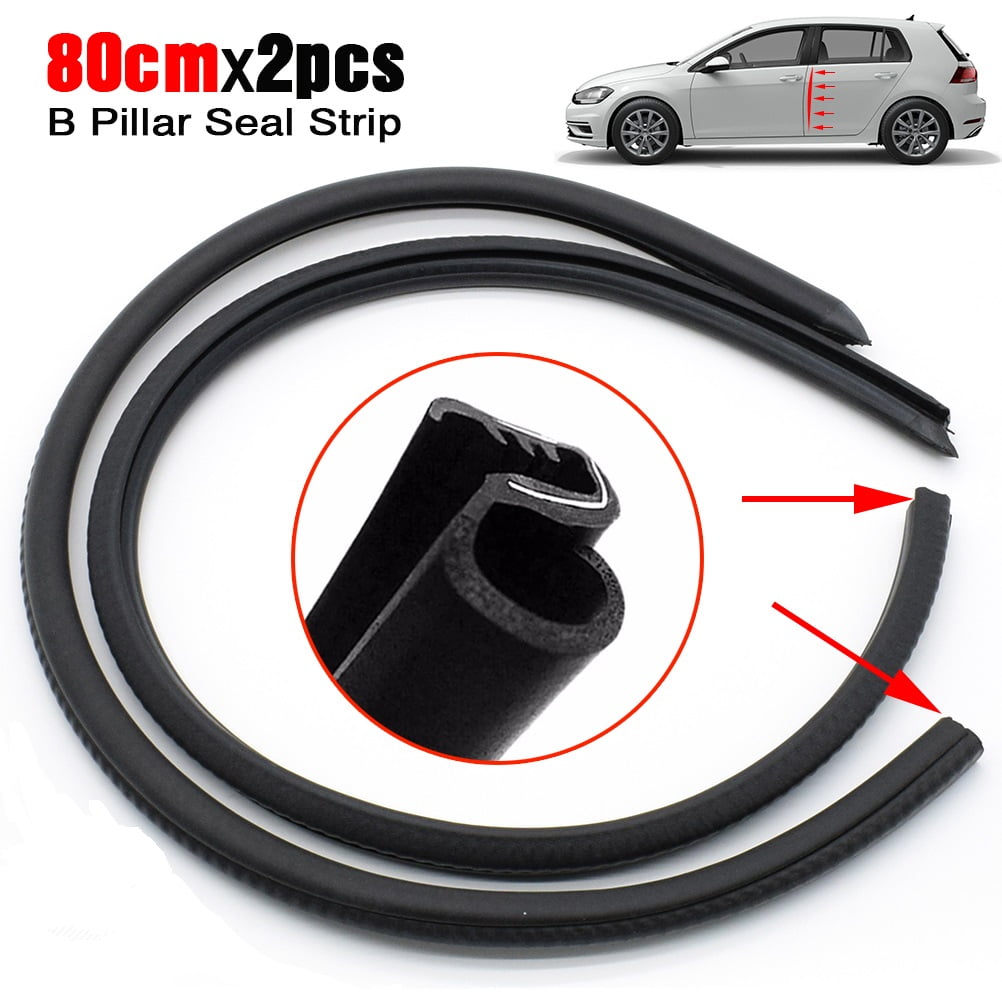2x 80cm Auto B Pillar Car Door Trim Edge Moulding Rubber Weatherstrip