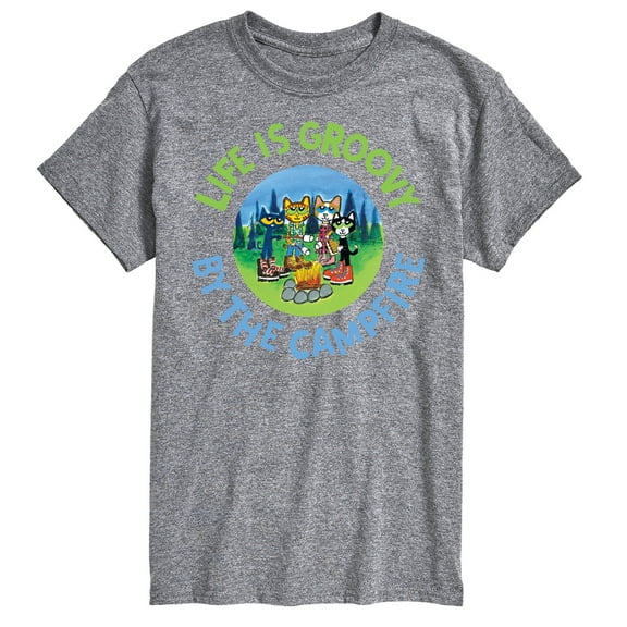 Pete The Cat - Life Is Groovy By The Campfire - Men's Short Sleeve Graphic T-Shirt