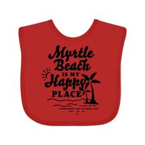 Inktastic Myrtle Beach is My Happy Place with Palm Trees Boys or Girls Baby Bib