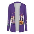 thumbnail image 5 of Purple Womens Happy Vacation Halloween Jackets Outerwear for Women Skeleton Graphic Loose Fit Long Cardigan Winter Fall Jacket 2025 Clothing Trendy S, 5 of 6