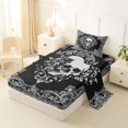 thumbnail image 2 of Homewish Spooky Grunge Skull Twin Sheets,Baroque Damask Flowers Bedding,White,Halloween Bed Set,3-Piece,1 Fitted Sheet and 1 Pillowcase, 2 of 6