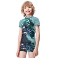 thumbnail image 2 of Demon Slayer Muichiro Tokito Boys 2-Piece Swimsuit Set, Short Sleeve Rash Guard & Swim Trunks, 2 of 7