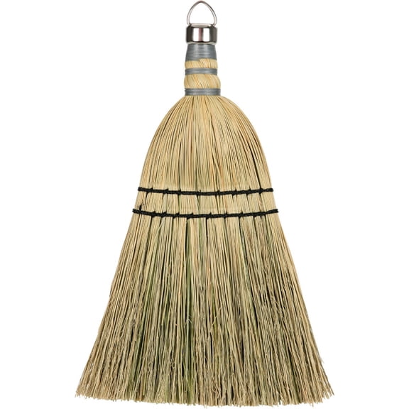 Corn Whisk Broom, 10", with Metal Top and Hang Hook