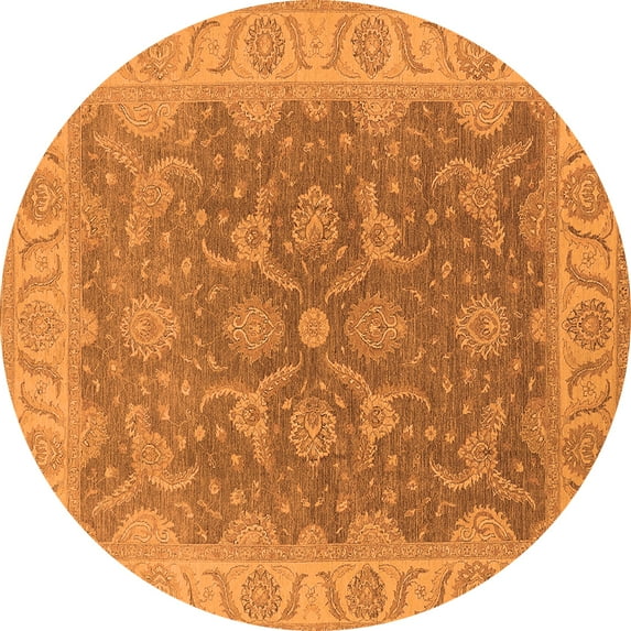 Ahgly Company Indoor Round Oriental Orange Traditional Area Rugs, 7' Round
