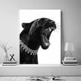 thumbnail image 5 of Mudket Roaring Black Panther with Diamond Necklace Canvas Wall Art, Modern Glam Fashion Trendy Wall Art Print for Living Room Bedroom Home Decor, Framed Ready to Hang - 12"L x 8"W, 5 of 9