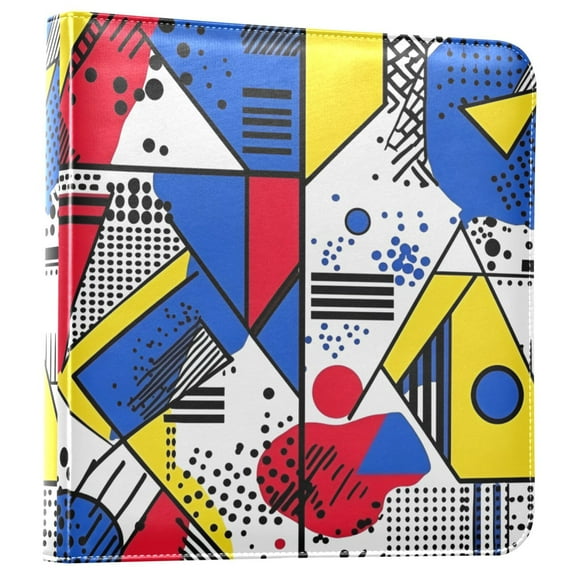 FORMRS 3 Ring Photo Album 4"x6" Self Adhesive Large Capacity PU Leather Cover, Yelllow Simple Shapes