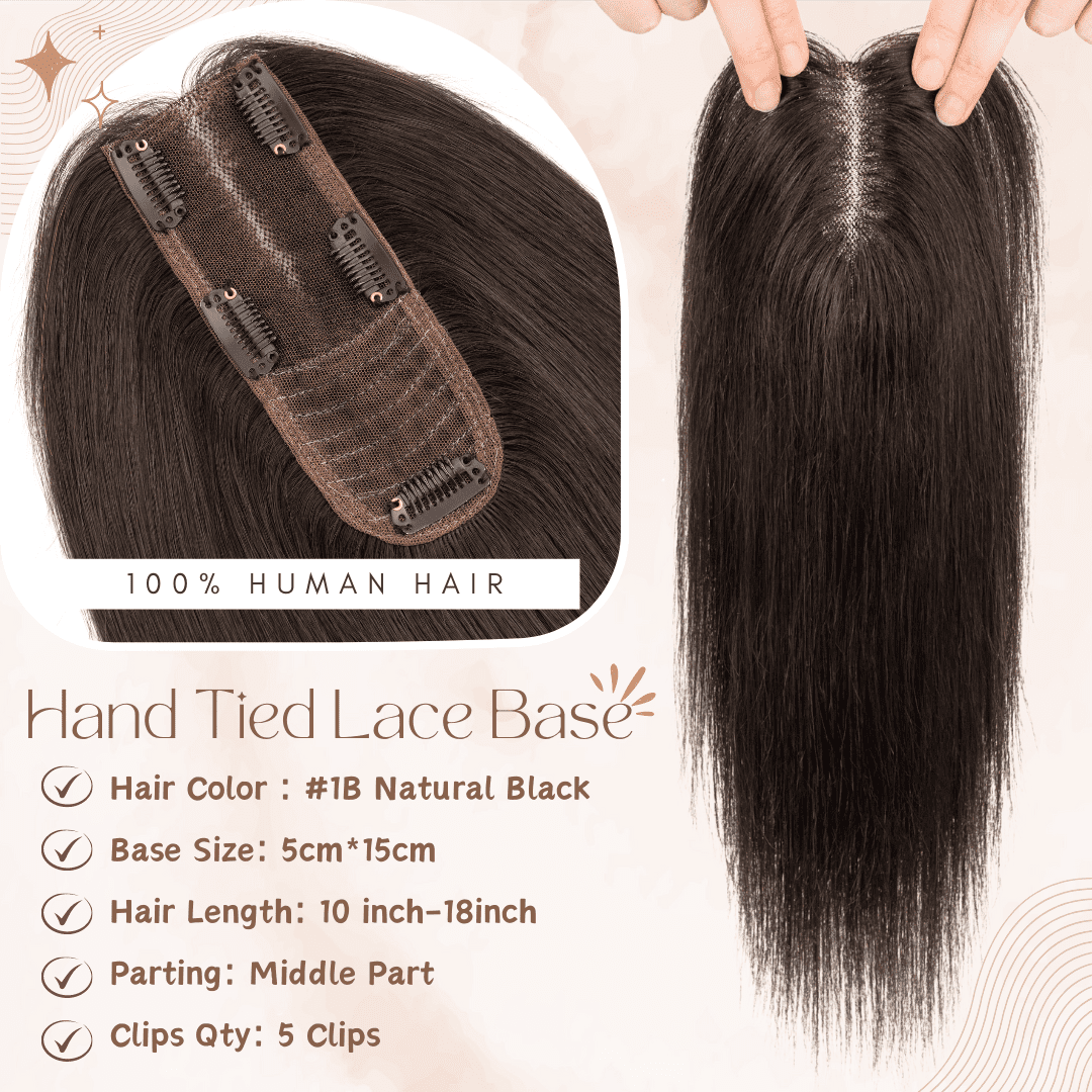 Benehair Handtied Lace Base Clip In Hairpiece 100% Remy Real  display picture 3