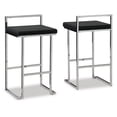 thumbnail image 3 of Signature Design by Ashley Madanere Contemporary Tall Upholstered Stool with Metal Frame, 2 Count,Black & Chrome, 3 of 9