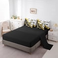 thumbnail image 5 of Manfei Gold Black Butterfly 7pcs Bedding Queen Size, Aesthetic Marble Comforter Sets with Sheets, Wild Animal Bed Set, Microfiber Room Decor, 5 of 8