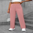 thumbnail image 5 of LYMAYTER Women Casual Trousers High Waisted Stretchy Button Business Work Casual Pants with Pockets S-2XL, 5 of 8