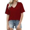 thumbnail image 5 of Womens Oversized V Neck Tshirts Short Sleeve Summer Tops Solid Casual Loose Tunic Basic Tee Blouses, 5 of 8