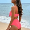 thumbnail image 4 of PNTUTB Women's Summer Casual Solid Color Halter Neck High Waisted Two Piece Swimsuit Set, 4 of 6