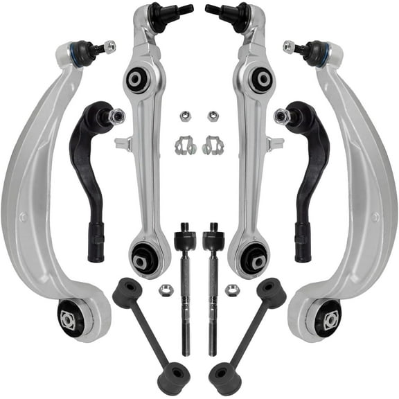 Detroit Axle - 10pc Front End Control Arms Kit for 2009 2010 Audi A4 Quattro, 4 Lower Forward Rearward Control Arms with Ball Joints 4 Inner Outer Tie Rod Ends 2 Sway Bar Links Replacement