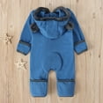 thumbnail image 4 of 2 Pack Baby Onesies Fleece Bodysuits Newborn Infant Cute Ears Hooded One Piece Romper Zip up Hoodie Jumpsuits, 18 Month Blue, 4 of 7