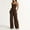 Brown, variant on Women's Clothing, Seamless Pants with Wide Shoulder Straps, with Wrinkles On The Back, High Waistline Seamless Pants, Summer Seamless Pants with Wide Shoulder Straps, Loose and Wide Legs.