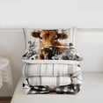thumbnail image 6 of jejeloiu Black White Highland Cow Full Size Comforter Sets Kids,Floral Farm Print Bedding Sets,3pcs, 6 of 8