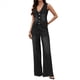 thumbnail image 3 of Conjunto de Mezclilla para Mujer, 2 Piezas, Escote en V, Sin Mangas, Pantalones Vaqueros de Pierna , Chaleco, Chaleco Vaquero. Negro L, 3 of 8