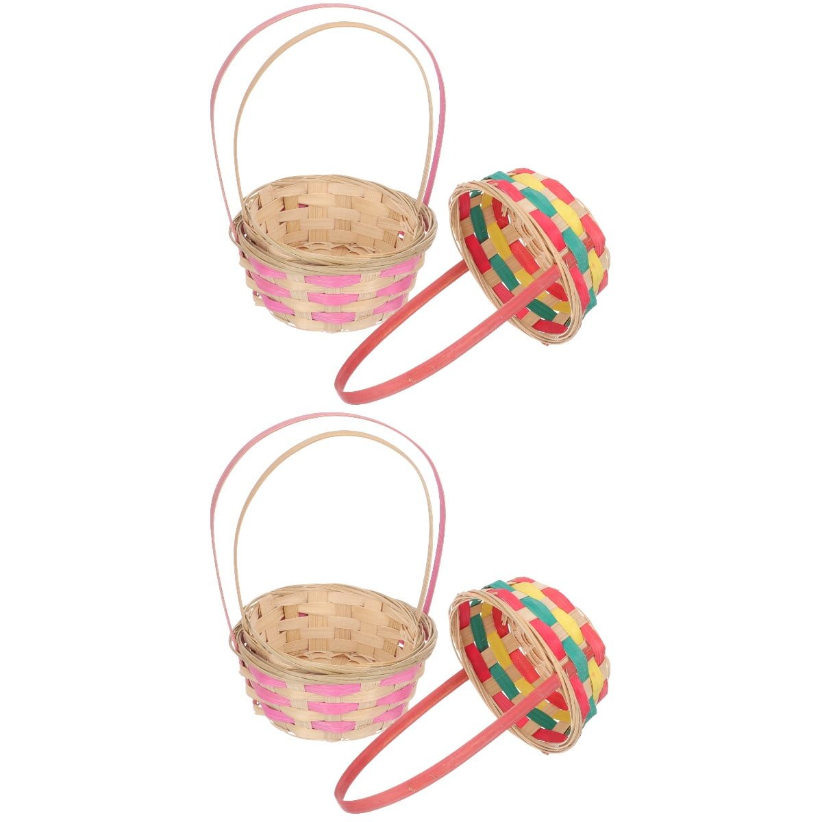 Hemoton 6 pcs  Bamboo Easter Woven Egg Storage Basket Snack Storage Basket Handheld Storage Basket