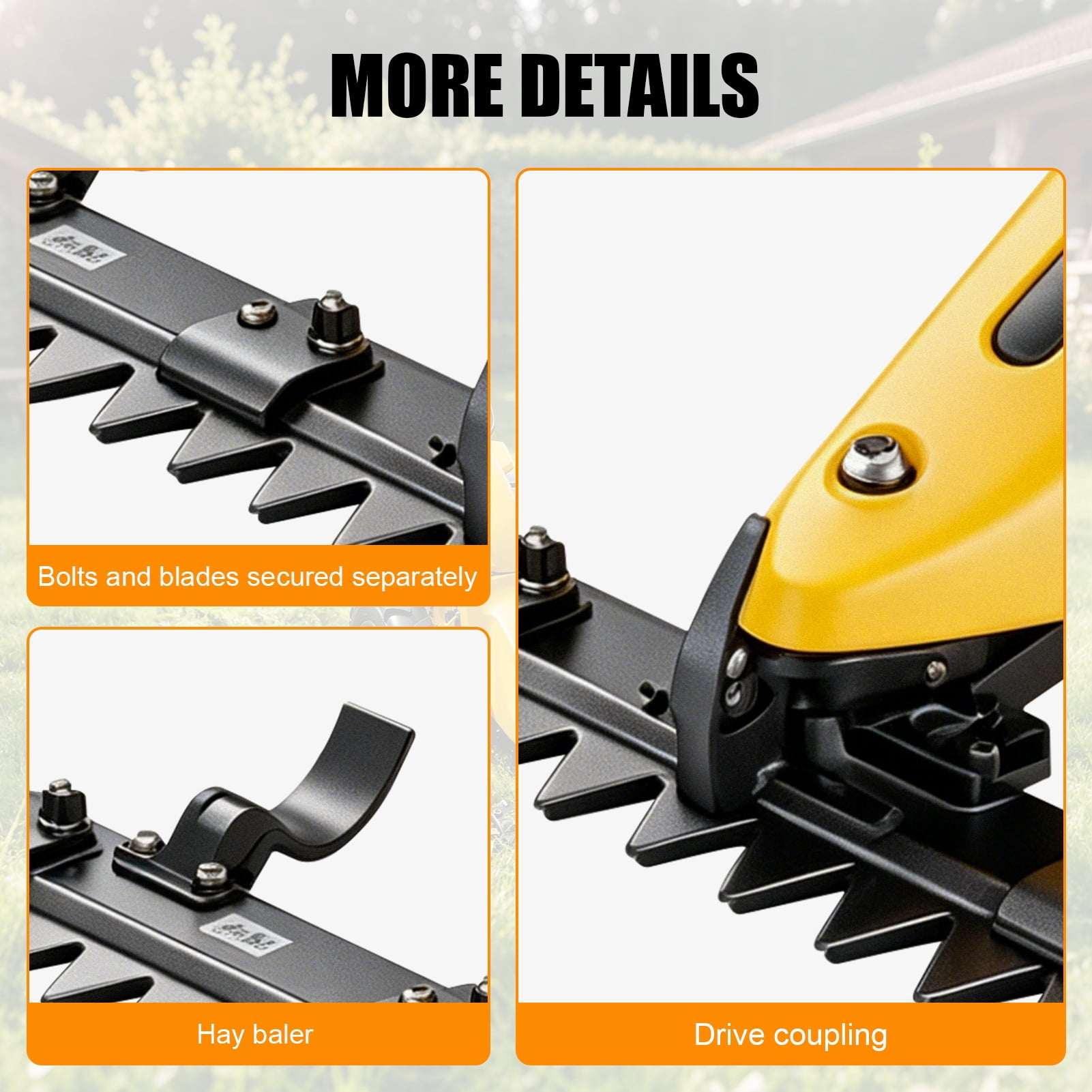 MMS 47'' Sickle Bar Mower Attachment for Self-Propelled Tractor, Grass Cutter Scythe Mower