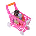 thumbnail image 4 of Carrito de compras para niños, juguete para niños, juego de rol, comida, frutas, juego (rojo rosado con comida), 4 of 8