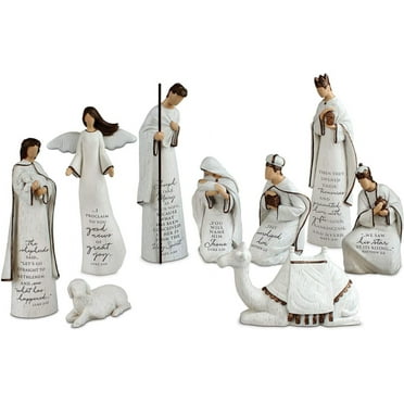 Lighthouse Christian Products A Savior is Born 9 Piece 7.25 Inch Resin Scriptured Christmas Nativity Set