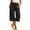 Black, variant on Women' s Active Drawstring Waist Knit Wide-Leg Capri Athleisure Workout Pants