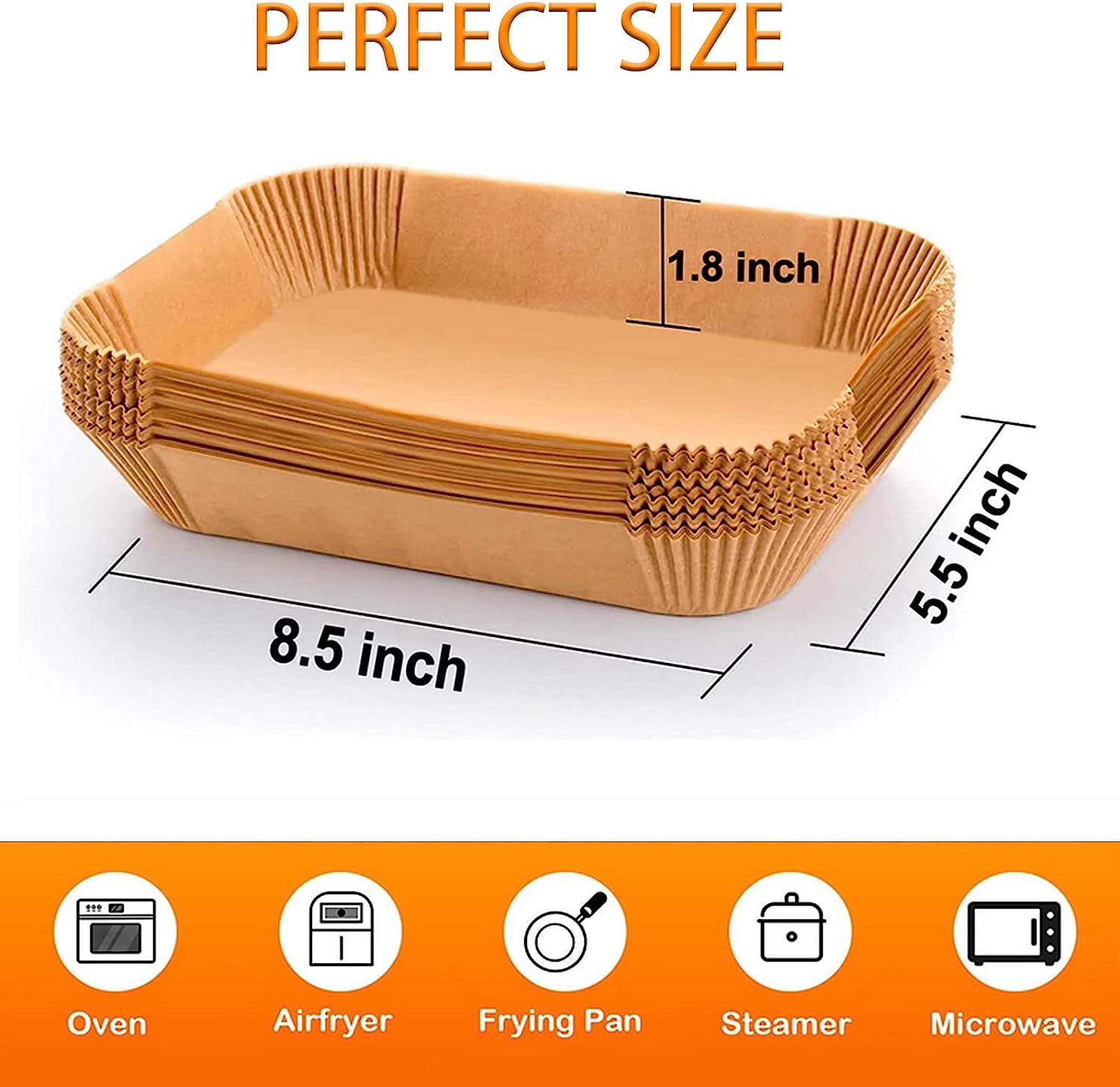 Air Fryer Disposable Paper Liner, Rectangular for Ninja 2-Basket Air Fryer, Natural Non-stick Parchment Paper Liner, 8.6x5.5 inch 100Pcs Rectangle Parchment Paper for DZ201, DZ401, FG551
