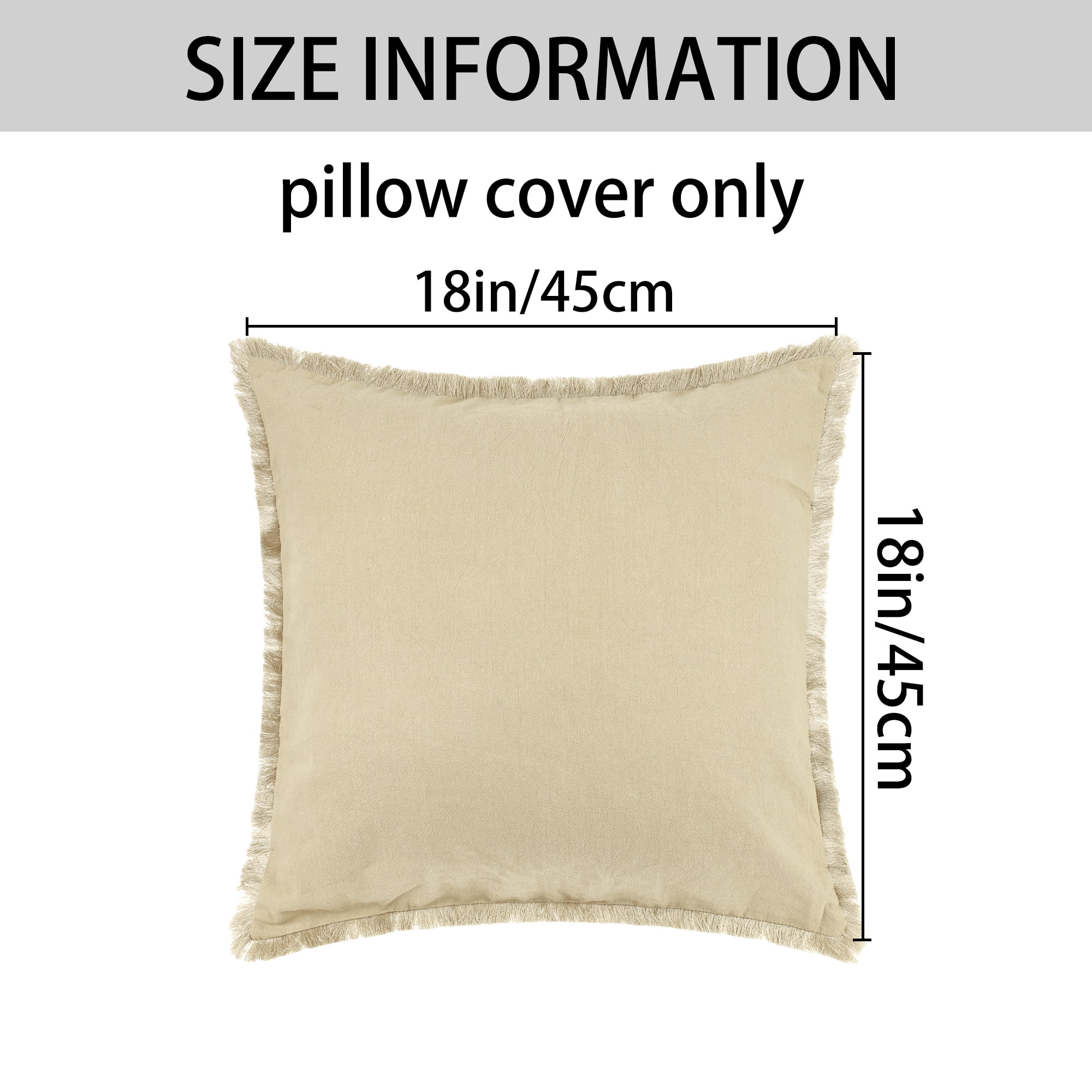 Unique Bargains 4 Pcs Cotton Throw Pillow Cover with Tassel Trim for Home Decor Beige 16" x 16"
