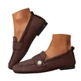 thumbnail image 3 of Women's Suede Penny Loafers Low Heel Round Toe Slip on Fashion Casual Office Work Dress Shoes, 3 of 9