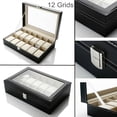 thumbnail image 4 of 1pc 12 Faux Leather Watch Case Display Box Storage Jewellery Glass Top, 4 of 4