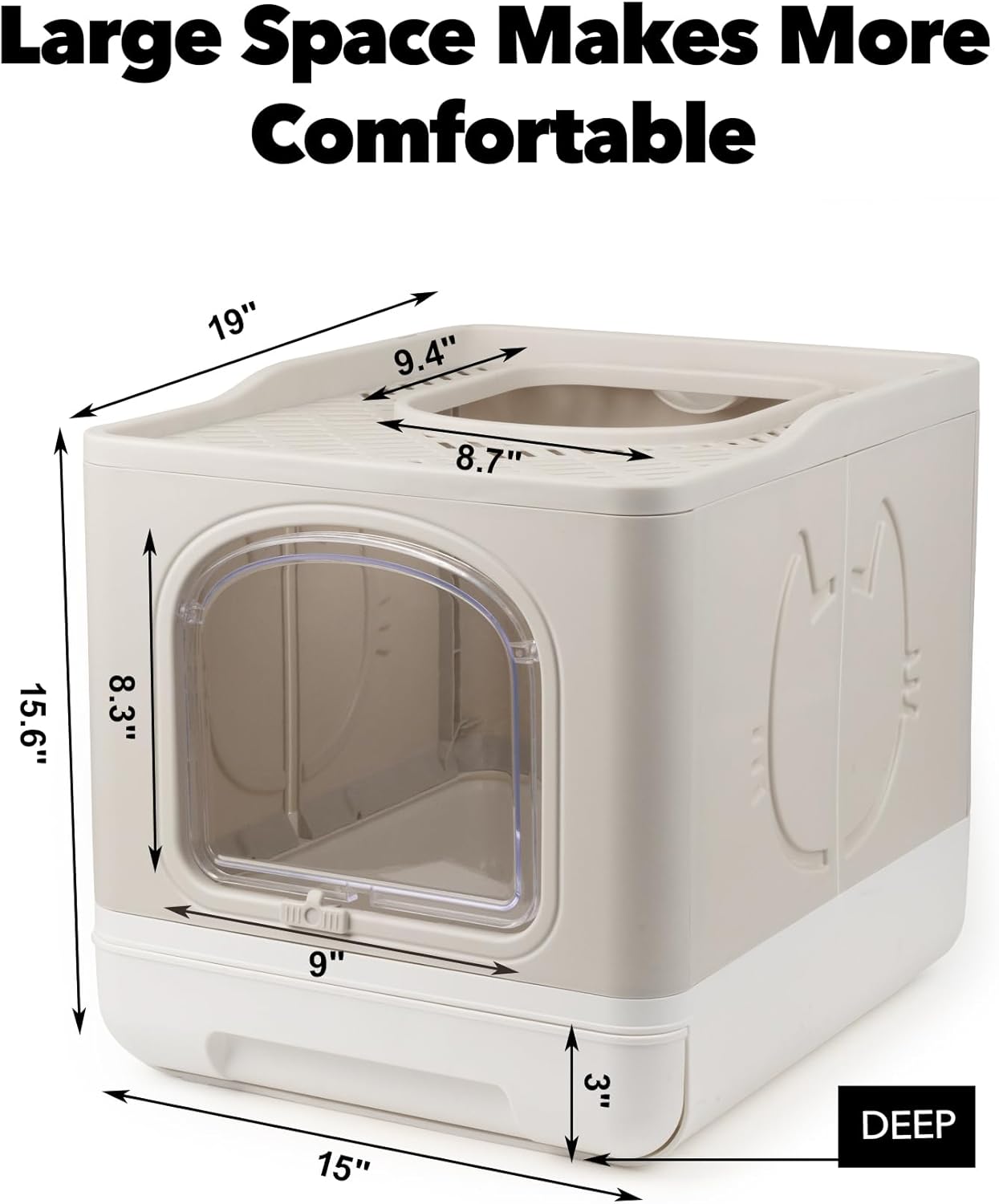 Enclosed Cat Litter Box, Large Covered Litter Box for Cats with Drawer Kitty Litter Pan Top Side Entry Cat Toilet with Lid Easy Clean Including Litter Scoop