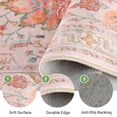 thumbnail image 5 of NewBuros 5'x7' Washable Area Rug for Living Room, Non Slip Vintage Distress Print Pattern Floral Rug, Soft Low Pile Indoor Carpet for Bedroom Dining Room, Light Pink Colorful, 5 of 10