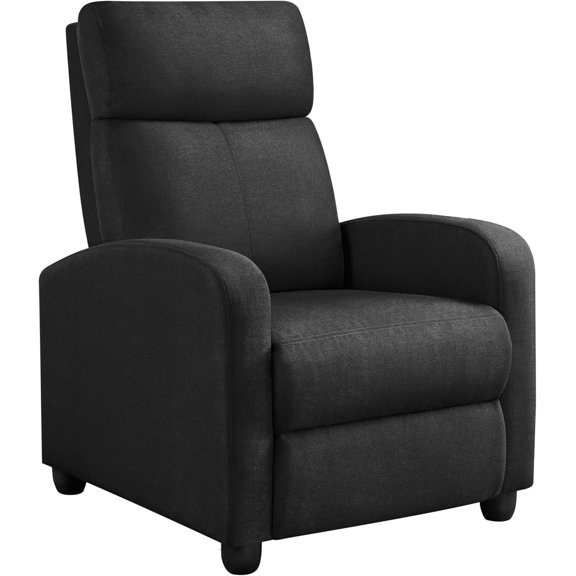 Fabric Recliner Chair Sofa Ergonomic Adjustable Single Sofa with Thicker Seat Cushion Modern Home Theater Seating for Living Room Matte Black